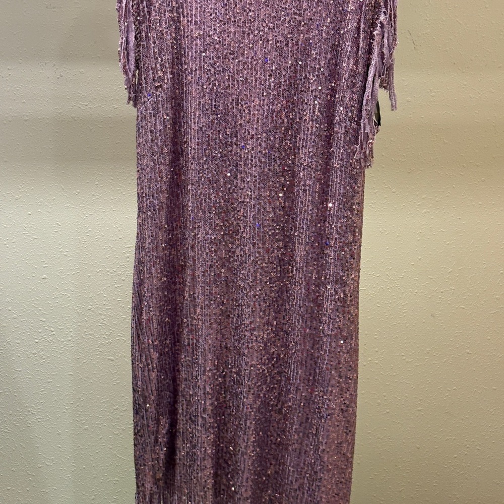 Lavender Knit Fringe Sequin Dress